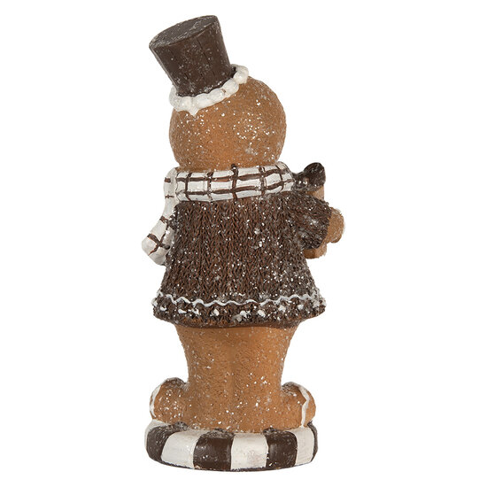 Clayre &amp; Eef | Decoratie peperkoekpop Bruin Wit 9x8x20 cm | 6PR5812