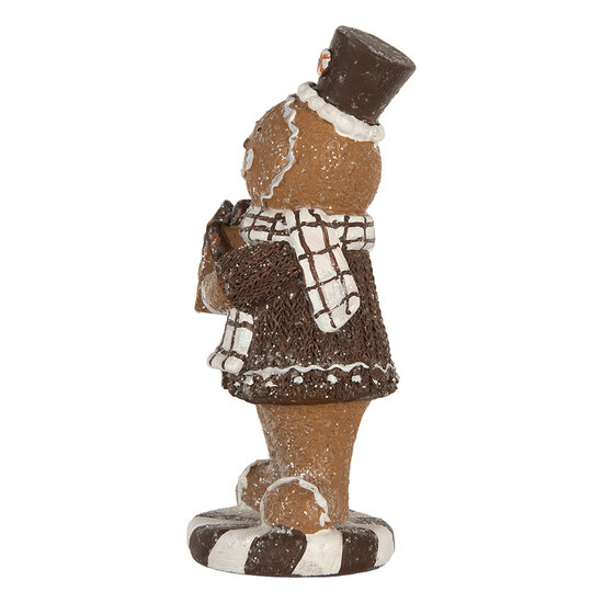 Clayre &amp; Eef | Decoratie peperkoekpop Bruin Wit 9x8x20 cm | 6PR5812