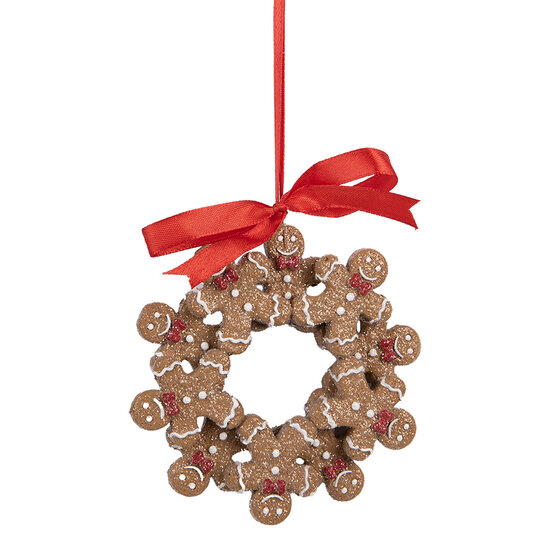 Clayre &amp; Eef | Decoratie Hanger Peperkoekpoppen Bruin Wit 10x2x10 cm | 6PR5414