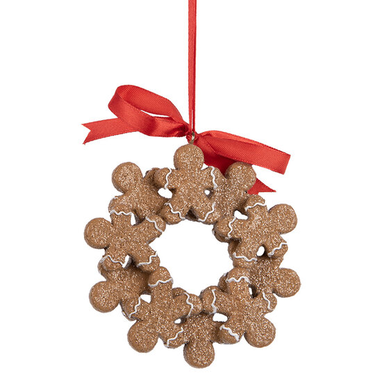 Clayre &amp; Eef | Decoratie Hanger Peperkoekpoppen Bruin Wit 10x2x10 cm | 6PR5414