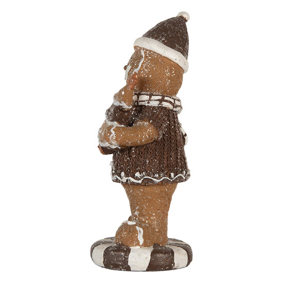Clayre &amp; Eef | Decoratie peperkoekpop Bruin Wit 8x8x20 cm | 6PR5813