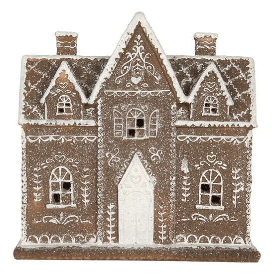 Clayre &amp; Eef | Decoratie Huis met LED Bruin Wit 26x10x25 cm | 6PR5814