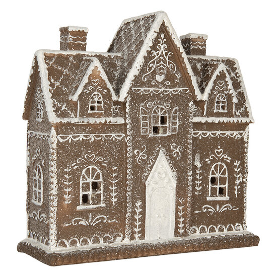 Clayre &amp; Eef | Decoratie Huis met LED Bruin Wit 26x10x25 cm | 6PR5814