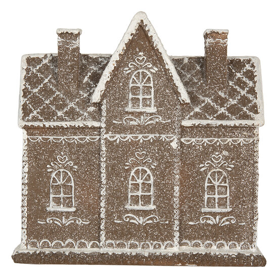 Clayre &amp; Eef | Decoratie Huis met LED Bruin Wit 26x10x25 cm | 6PR5814