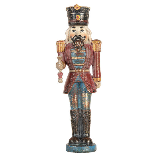 Clayre &amp; Eef | Kerstdecoratie Notenkraker Rood Blauw 7x6x21 cm | 6PR5758