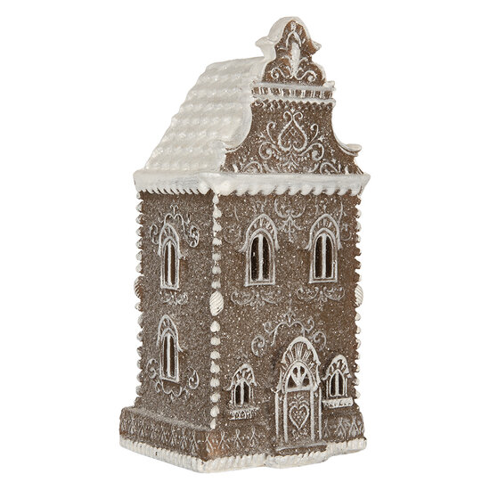 Clayre &amp; Eef | Decoratie Huis met LED Bruin Wit 12x11x25 cm | 6PR5815
