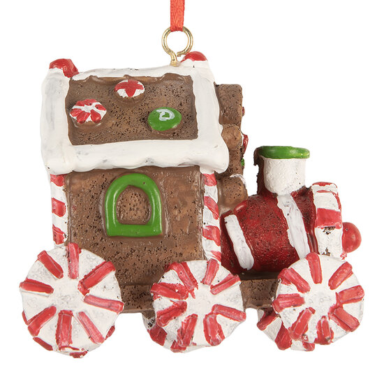 Clayre &amp; Eef | Decoratie Hanger Locomotief Bruin Rood 9x5x9 cm | 6PR5864