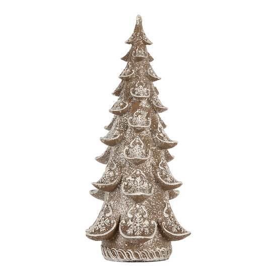Clayre &amp; Eef | Kerstdecoratie Kerstboom Bruin Wit 12x12x25 cm | 6PR5818