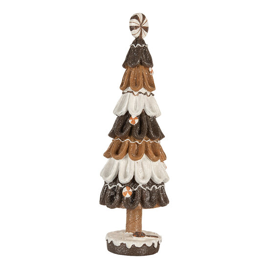 Clayre &amp; Eef | Kerstdecoratie Kerstboom Bruin Wit &oslash; 12x39 cm | 6PR5819