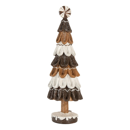 Clayre &amp; Eef | Kerstdecoratie Kerstboom Bruin Wit &oslash; 12x39 cm | 6PR5819