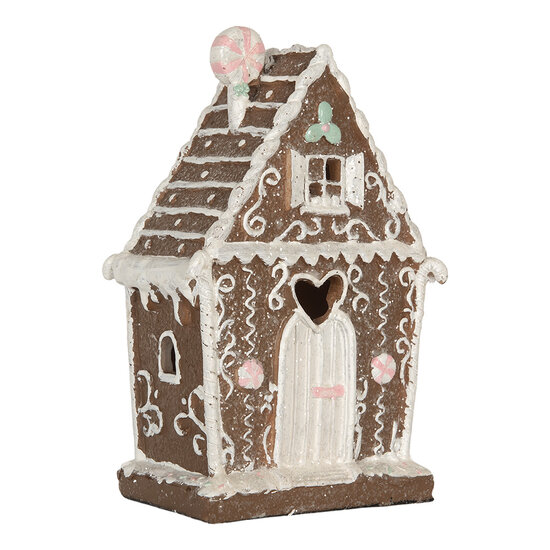 Clayre &amp; Eef | Decoratie Huis met LED Bruin Wit 14x9x21 cm | 6PR5820