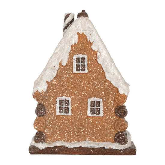 Clayre & Eef | Decoratie Huis met LED Bruin Wit 15x8x19 cm | 6PR5823