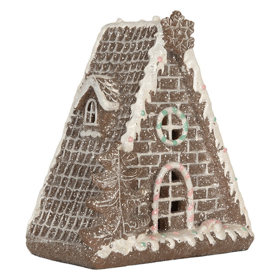 Clayre &amp; Eef | Decoratie Huis met LED Bruin Wit 17x10x18 cm | 6PR5824