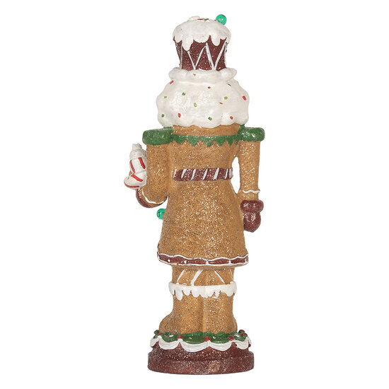 Clayre &amp; Eef | Kerstdecoratie Notenkraker met LED Bruin Wit 13x10x31 cm / 3xAAA | 6PR5829