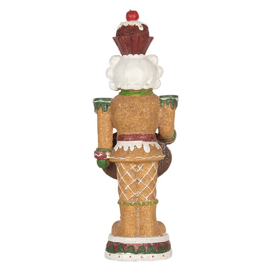 Clayre &amp; Eef | Kerstdecoratie Notenkraker met LED Bruin Rood 12x10x35 cm / 3xAAA | 6PR5831