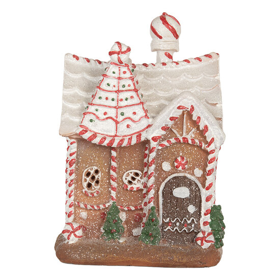 Clayre &amp; Eef | Decoratie Huis met LED Bruin Wit 16x12x23 cm | 6PR5834