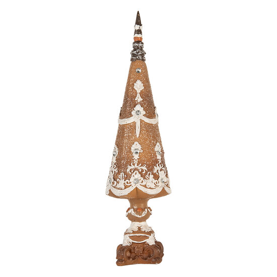 Clayre & Eef | Kerstdecoratie Kerstboom Bruin Wit ø 10x38 cm | 6PR5835