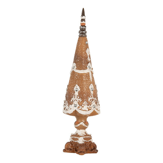 Clayre & Eef | Kerstdecoratie Kerstboom Bruin Wit ø 10x38 cm | 6PR5835