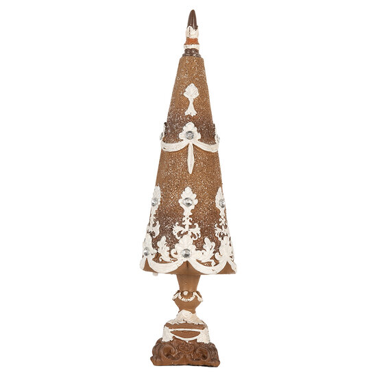 Clayre & Eef | Kerstdecoratie Kerstboom Bruin Wit ø 9x31 cm | 6PR5836