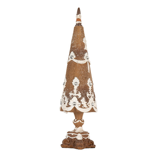 Clayre & Eef | Kerstdecoratie Kerstboom Bruin Wit ø 9x31 cm | 6PR5836