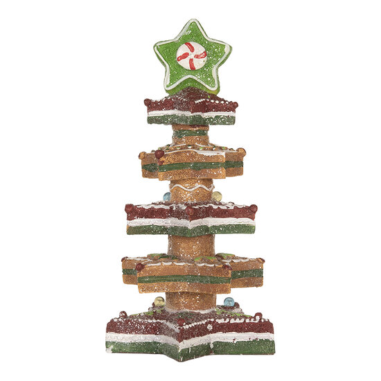 Clayre &amp; Eef | Kerstdecoratie Kerstboom met LED Bruin Rood 15x15x29 cm / 3xAAA | 6PR5838