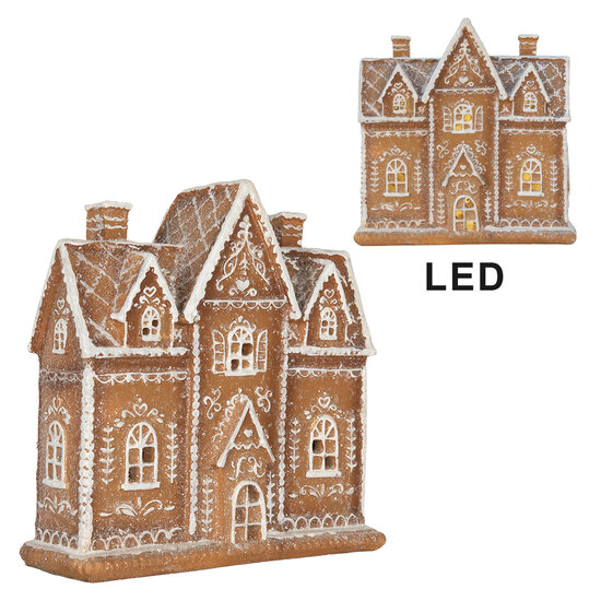 Clayre &amp; Eef | Decoratie Huis met LED Bruin Wit 21x8x20 cm | 6PR5841