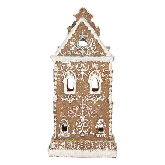Clayre &amp; Eef | Decoratie Huis met LED Bruin Roze 9x7x18 cm | 6PR5842