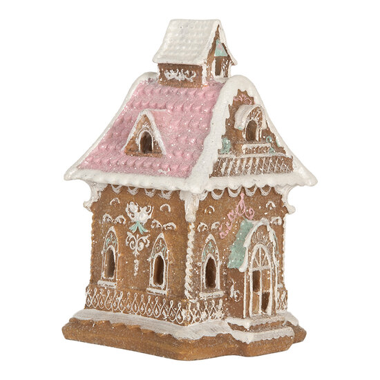 Clayre &amp; Eef | Decoratie Huis met LED Bruin Roze 9x10x15 cm | 6PR5843