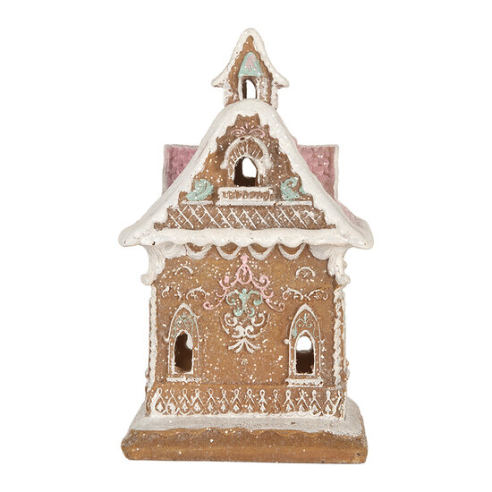 Clayre &amp; Eef | Decoratie Huis met LED Bruin Roze 9x10x15 cm | 6PR5843