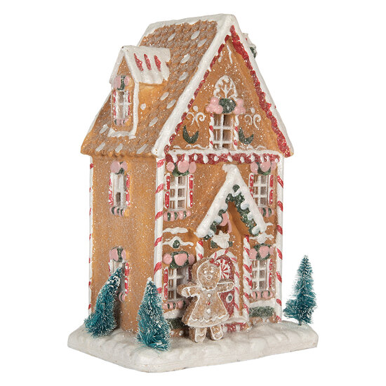 Clayre &amp; Eef | Decoratie Huis met LED Bruin Wit 17x12x25 cm | 6PR5845
