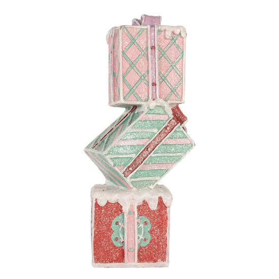 Clayre &amp; Eef | Decoratie van opgestapelde Cadeautjes Rood Groen 14x16x36 cm | 6PR5848