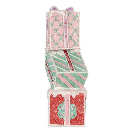 Clayre &amp; Eef | Decoratie van opgestapelde Cadeautjes Rood Groen 14x16x36 cm | 6PR5848