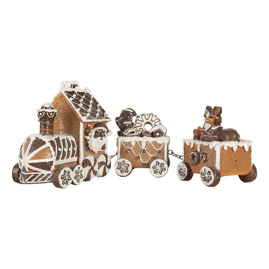 Clayre &amp; Eef | Decoratie Trein Bruin Wit 33x10x15 cm | 6PR5856