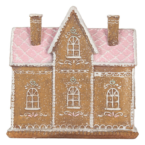 Clayre &amp; Eef | Decoratie Huis met LED Bruin Roze 21x8x20 cm | 6PR5857