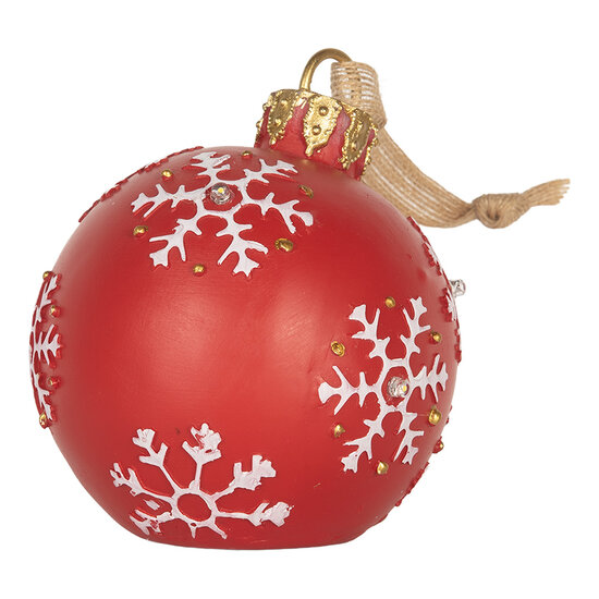 Clayre &amp; Eef | Decoratie hanger Kerstbal met LED Rood Wit &oslash; 12x14 cm | 6PR5858