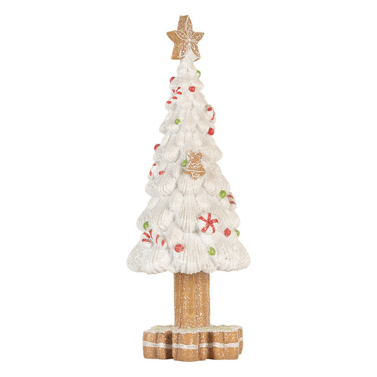 Clayre &amp; Eef | Kerstdecoratie Kerstboom Wit Bruin &oslash; 12x33 cm | 6PR5860