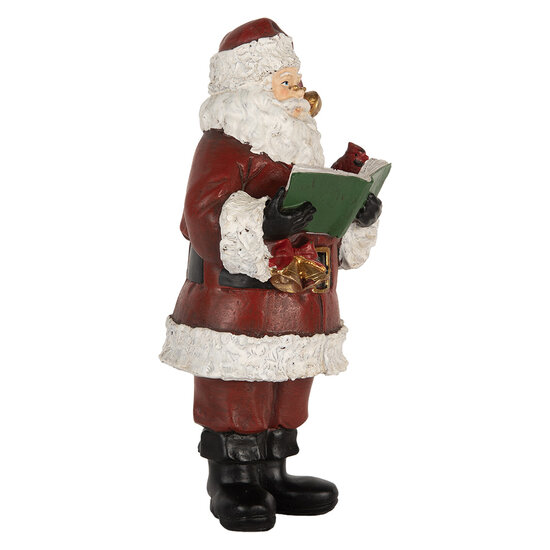 Clayre &amp; Eef | Kerstdecoratie Kerstman met boek Rood Wit 10x10x21 cm | 6PR5863