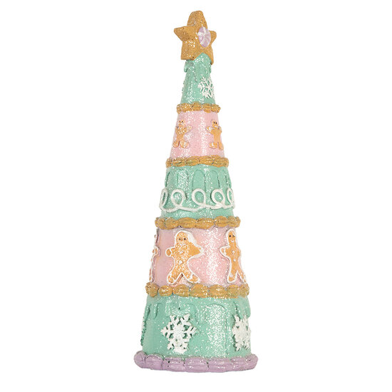 Clayre &amp; Eef | Kerstdecoratie Kerstboom Groen Roze &oslash; 9x25 cm | 6PR5865