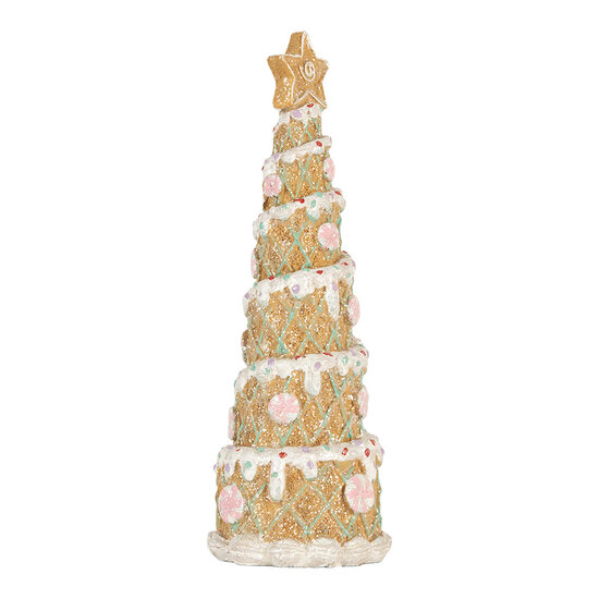 Clayre & Eef | Kerstdecoratie Kerstboom Bruin Wit ø 9x25 cm | 6PR5866
