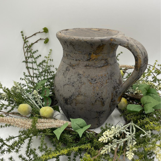 Decoratieve kan / kruik light grey 27x29 cm aardewerk | 096035 | Home Sweet Home | Stoer &amp; Vintage Woonstijl