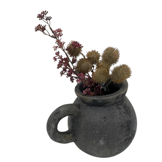 Decoratieve kan / kruik zwart grijs 16x23 cm aardewerk | 723794 | Home Sweet Home | Stoer &amp; Vintage Woonstijl