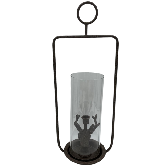 Windlicht kandelaar bruin hertenkop 52 x 20,5 cm  | 823740 | Home Sweet Home | Woonstijl Stoer &amp; Industrieel 