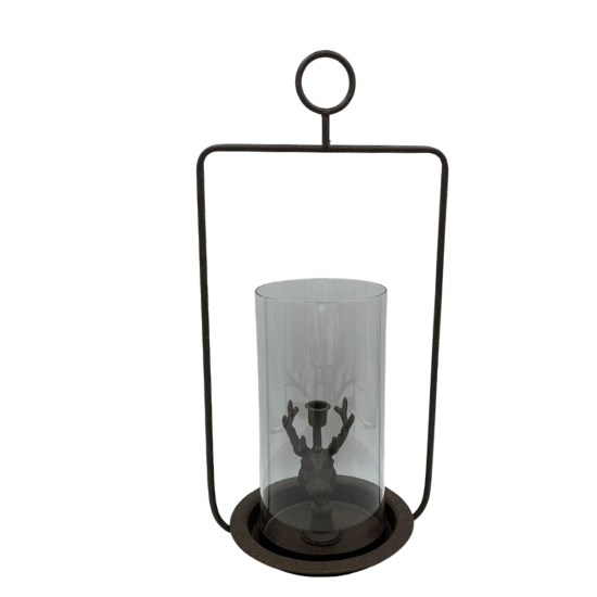 Windlicht kandelaar bruin hertenkop 55,5 x 27,5 cm  | 823741 | Home Sweet Home | Woonstijl Stoer &amp; Industrieel 