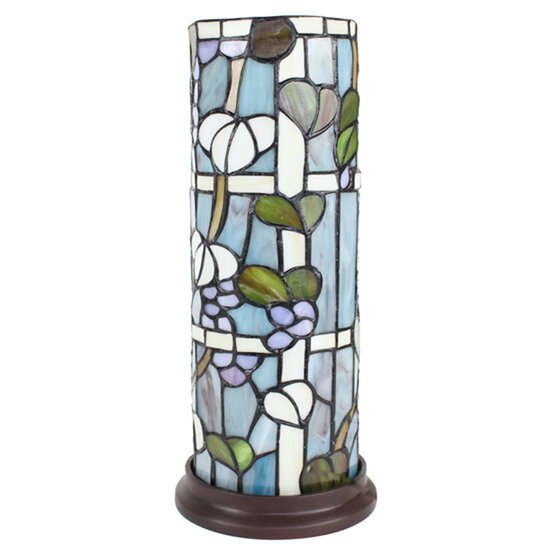 Clayre &amp; Eef | Tiffany Tafellamp Blauw, Wit &oslash; 15x36 cm E14/max 1x40W | 5LL-6301