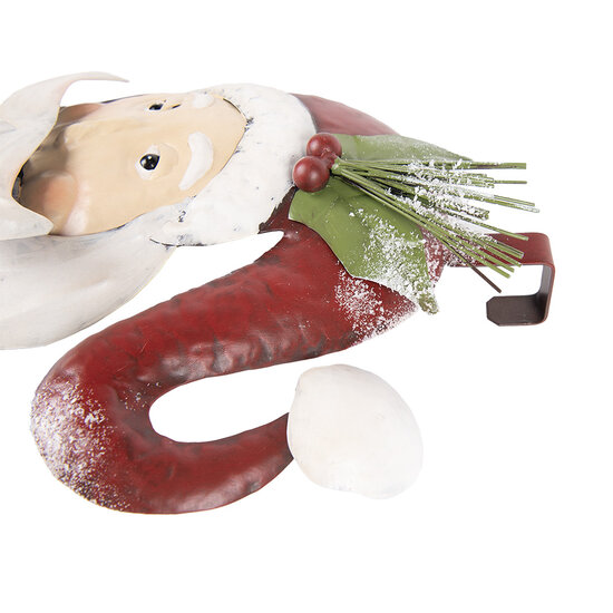 Clayre &amp; Eef | Wanddecoratie Kerstman Wit Rood 30x10x79 cm | 5Y1318