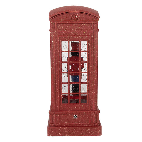 Clayre &amp; Eef | Kerstdecoratie telefooncel met Notenkraker Rood 9x9x21 cm / 3xAAA | 66412