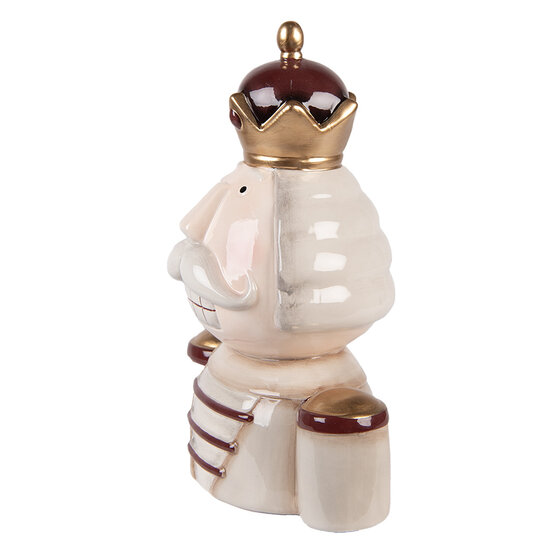 Clayre &amp; Eef | Kerstdecoratie Notenkraker Beige Rood 17x12x23 cm | 6CE2250