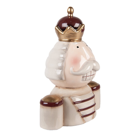 Clayre &amp; Eef | Kerstdecoratie Notenkraker Beige Rood 17x12x23 cm | 6CE2250