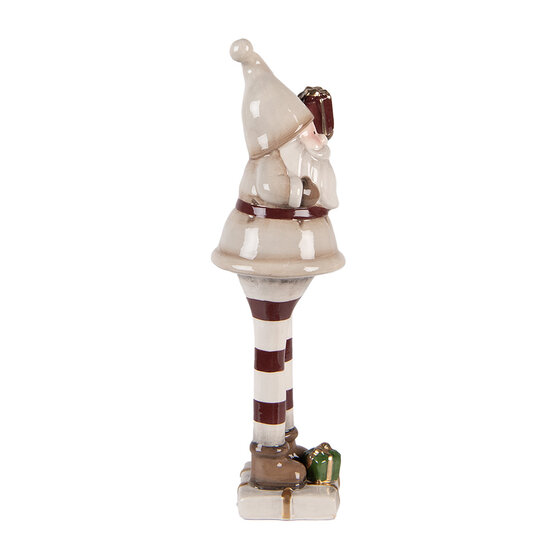 Clayre &amp; Eef | Kerstdecoratie Kerstman Beige Rood 8x7x23 cm | 6CE2251