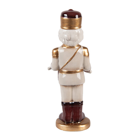 Clayre &amp; Eef | Kerstdecoratie Notenkraker Beige Rood 8x8x25 cm | 6CE2258